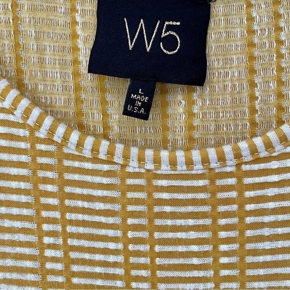 W5 ANTHROPOLOGIE Tank Top Tassels Stripe Knit Mustard Yellow Women Size L - Picture 9 of 10